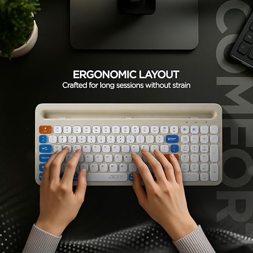 Image of Acer SwiftPRO Multi-Device Bluetooth Wireless Keyboard with Cradle & Numpad | USB-C Rechargeable | 99 Keys, 80H Battery | Compact & Quiet | Compatible with Windows, Mac, Android, Laptop, Tablet, Phone