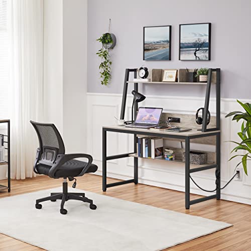 Yaheetech Industrial Home Office Desk with Power Outlet & Chair S...