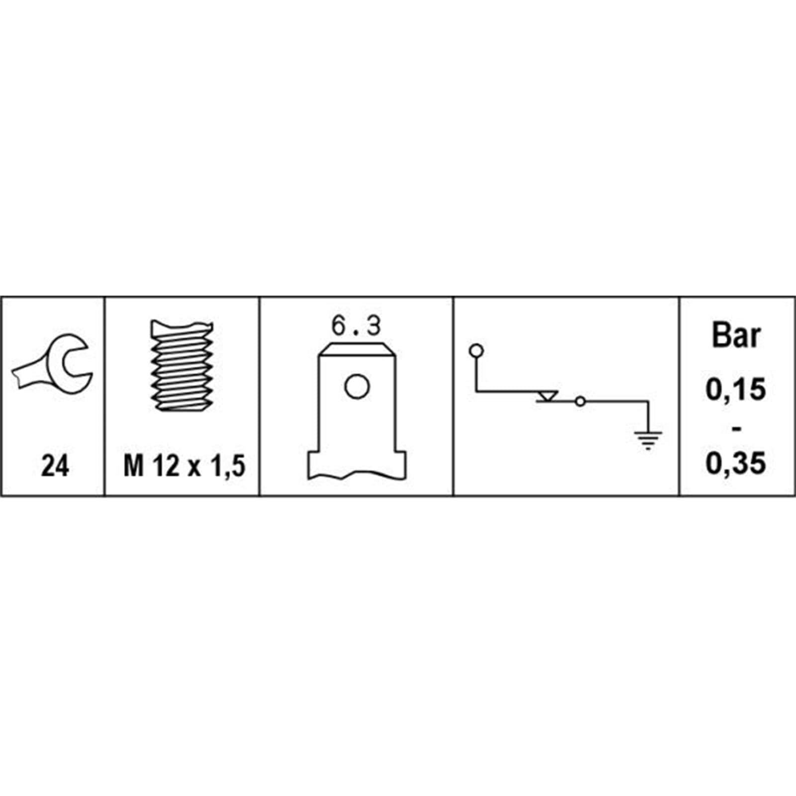 HELLA 6ZL 008 280-061 Interruttore a pressione olio, 12V, 1a... poli, Spina piatta, Apritoio