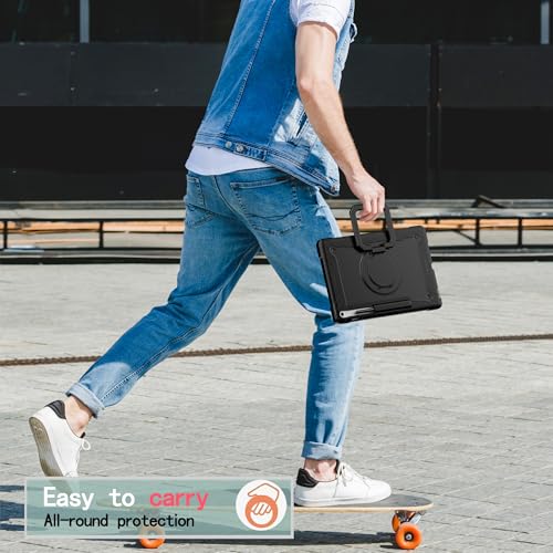 Image of Case for Samsung Galaxy Tab S10 FE+ /S10 FE Plus 13.1 Inch 2025 Released - Heavy Duty Impact Resistant Case Cover with Rotating Ring Stand (Black /Black)