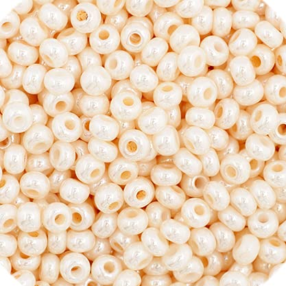 Czech Glass Seed Beads 11/0 Opaque Eggshell Pearl - 23Gram Vial of DIY Jewelry Making Beads Preciosa (Jablonex)