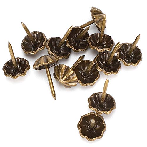 Antique, 150PCs Upholstery Nails Retro Glossy Pattern Sofa Tacks Furniture for Headboards Decor DIY Clothing Accessories Iron 11MM Thumb Tack Push Pins