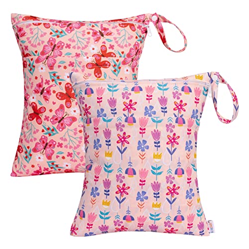 Alvababy 2Pcs Cloth Diaper Wet Dry Bags Waterproof Reusable With Two Zippered Pockets Travel Beach Pool Daycare Soiled Baby Items Yoga Gym Bag For Swimsuits Or Wet Clothes Lx-Yx113115 #TOP6