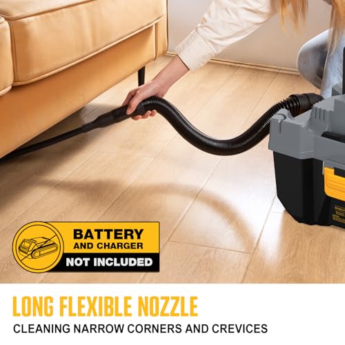 Image of 20V Cordless Vacuum Cleaner-Wet /Dry Shop Vac,2.6 Gallon Capacity,Compatible with DeWALT Batteries (Bare Tool - No Battery & No Charger),Ideal for Cleaning Car,Home Spaces,and Workshops RCSV-20