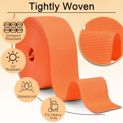 Image of CooBigo 12 Yards Webbing 1 inch & 1.5 inch & 2 inch Polypropylene Webbing Strap 1 Inch 1.5 Inch 2 Inch Wide Webbing Strapping for Bags /Lawn Chair /Pool Solar Cover DIY Crafting