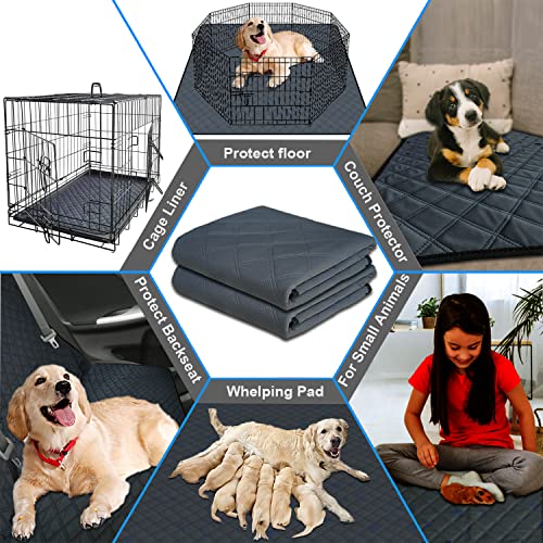 Image of RIOUSSI Washable Pee Pads for Dogs, Reusable, Absorbent, Leakproof, Non Slip Pet Puppy Pads for Potty Training. Dark Gray, 18x24 Inch(4pack)