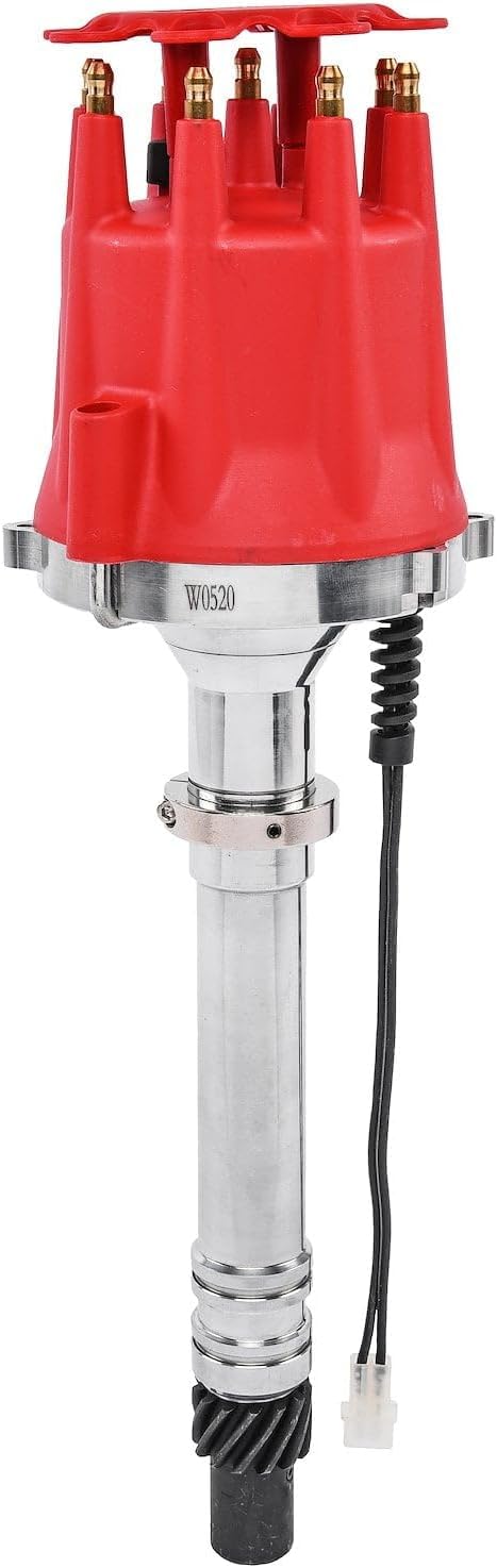 JEGS SSR-II Pro Series Distributor | Fits Small And Big Block Chevy V8 Engines | Adjustable Slip Collar | .500in.Diameter Steel Gear | Red Small Diameter Cap | Requires CD Ignition Box