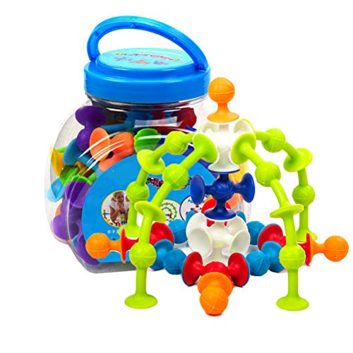Zhangpu Jouets Ventouse, 48pcs Sucker Toys Silicone, Sucker Dart Toy, Blocs de Construction en Silicone, Jouet de fléchette Anti-Stress, Construction Amusante, Jouets éducatifs, Cadeaux pour Enfants Cover