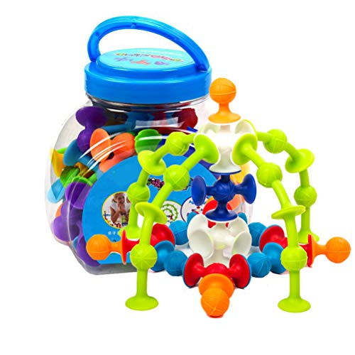 Konstruktionsspielzeug 48 Stück Silikon Saugnapf Bausteine DIY Puzzle Spielzeug Für Kinder Geschenke