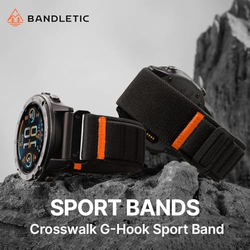 Image of Bandletic Compatible with Garmin Fenix 5x Watch Band - 26mm Quick Fit Soft Sport Bands with G-Hook for Fenix 8 51mm /7X 6X Pro /5X Plus /Instinct 2X Solar /Enduro /Quatix /Tactix /Epix Pro2 /D2 Bravo /Descent