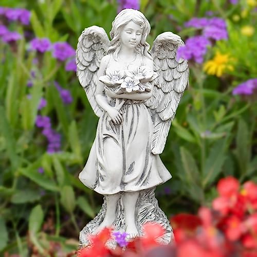 Rezpuao 𝐀𝐧𝐠𝐞𝐥 𝐆𝐚𝐫𝐝𝐞𝐧 𝐒𝐭𝐚𝐭𝐮𝐞, Outdoor Angel Decor,Solar Angel Statuedecor For Patio Lawn Yard Porch Decoration, Housewarming Garden Gift #TOP3
