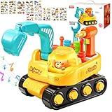 YOUYIKE Bagger Kinder 3 Jahre Montessori Schraubbrett Baufahrzeuge Spielzeug mit Aufkleber & Bohrmaschine Musik Licht Schraubspiel für Geschenke ab 2 3 4 5 6 7 8 9 Jahre Junge