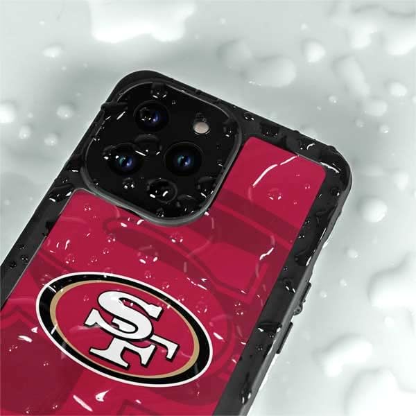 Skinit Waterproof Phone Case Compatible with iPhone 14 Pro Max - Officially Licensed NFL San Francisco 49ers Double Vision Design