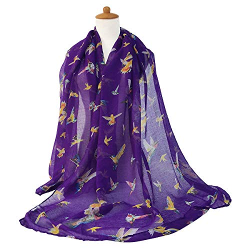 Image of GERINLY Scarfs for Women Lightweight Cotton Feel Scarves Floral Birds Print