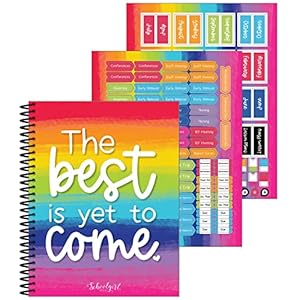 Schoolgirl Style Light Bulb Moments Planner, 8″ x 11″ Undated Daily Planner, Weekly Planner, and Monthly Planner With Record Organizer and Planner Stickers for Classroom Organization
