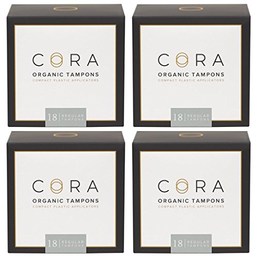 Cora Organic Cotton Tampons with BPA-Free Plastic Compact Applicator; Chlorine & Toxin Free