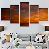 SIGNWIN 5 Panel Canvas Wall Art Modern Art Coastal Colorful Multicolor Photography Romantics Sunset for Home Decorations Ready to Hang - 60