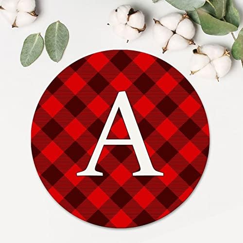 100pcs Round Stickers 1.5 Inch,Monogram Initial Letter A Red and Black Buffalo Plaid Label Stickers for Holiday Card Envelopes Seals Boxes Stickers for Wedding Birthday Party Supplies Gift