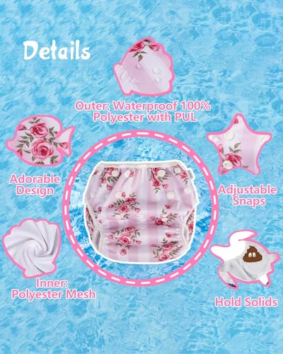 Babygoal 3SD01 Reusable Baby Girl Swim Diapers 3 Pack thumb #2
