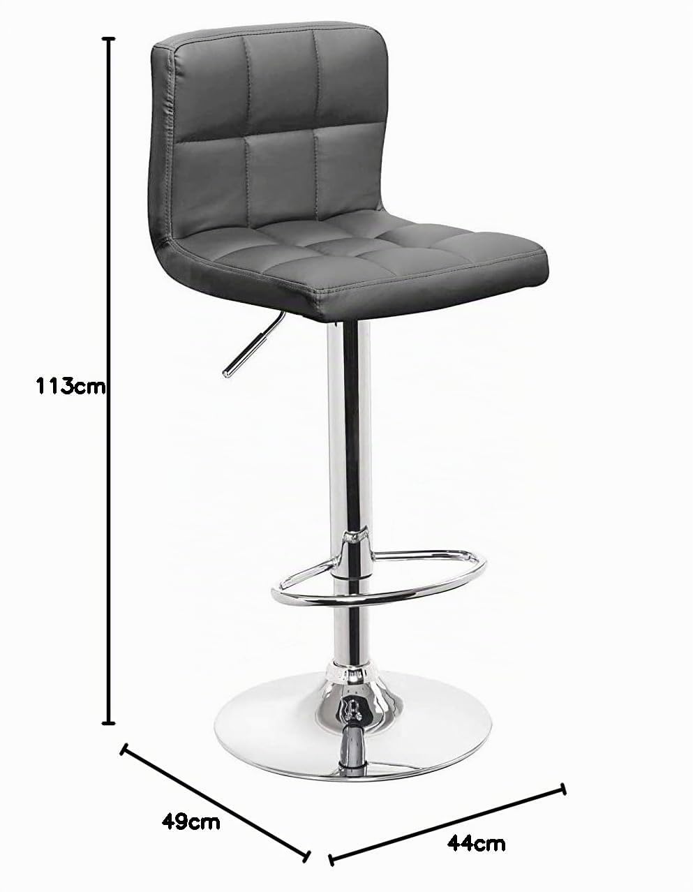 Totò Piccinni Sgabello Bar con schienale COLORADO girevole 360° regolabile in altezza (Grigio 1 Pz)