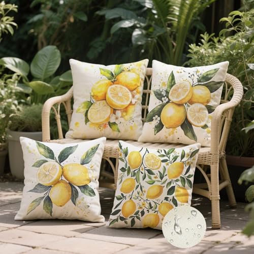 Housse de coussin 45x45 citron imperméable jaune k-1002 - 3