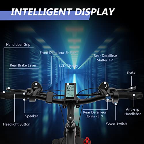 Masxodrk Electric Fat Tire Bike For Adults,500W Electric Snow Beach Mountain Bicycle Up To 25Mph,48V/16Ah High-Grade Lg Battery Ebike,Shimano 21 Speed Gears Electric Bicycle #TOP5