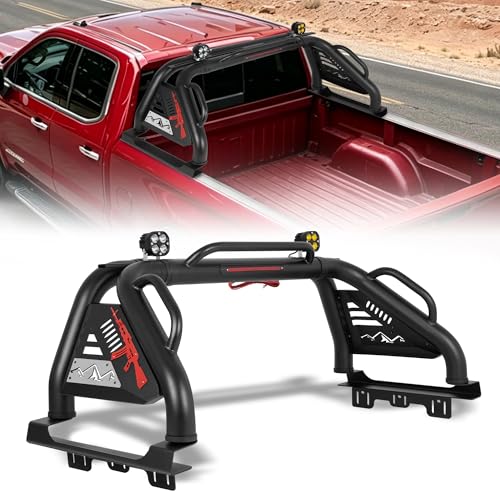 Image of MONOKING Adjustable Roll Bar for Mid-Size Truck with 3rd Brake Light, Sports Bed Bar Chase Rack for 2007-2026 Tacoma, Gladiator, Ranger, Colorado, Canyon, Frontier, Dakota | DIY Paintable Panels