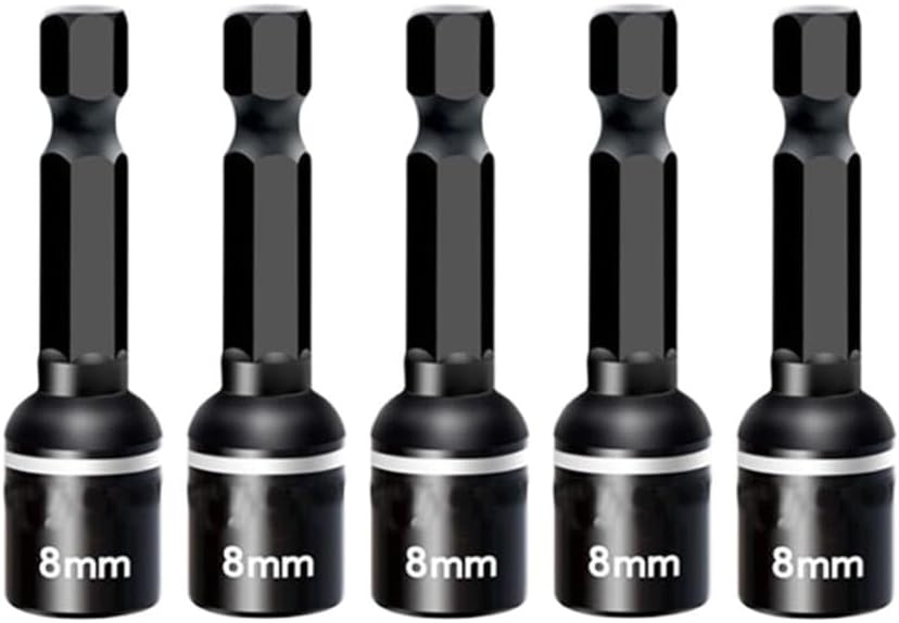 5pcs 8x45mm Magnetic Nut Screwdriver Socket Wrench Bit Hex Shank Driver Adapter, Compact and Portable, Suitable for Home DIY