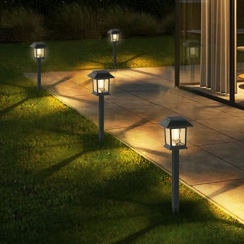 Image of Greluna Solar Lights Outdoor, 6 Pack Waterproof Auto On /Off Solar Pathway Lights for Garden, Landscape, Path, Yard, Patio, Driveway, Walkway Decor