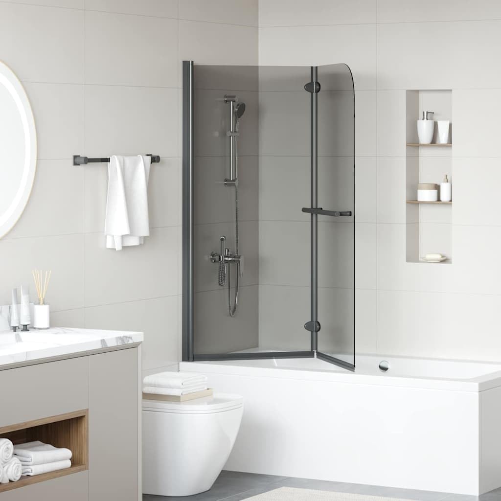 Mampara de ducha transparente de cristal de seguridad y aluminio, 95 x 140 cm, plegable, giratorio, ancho ajustable, para cuarto de baño, nicho, protección contra salpicaduras con marco estable