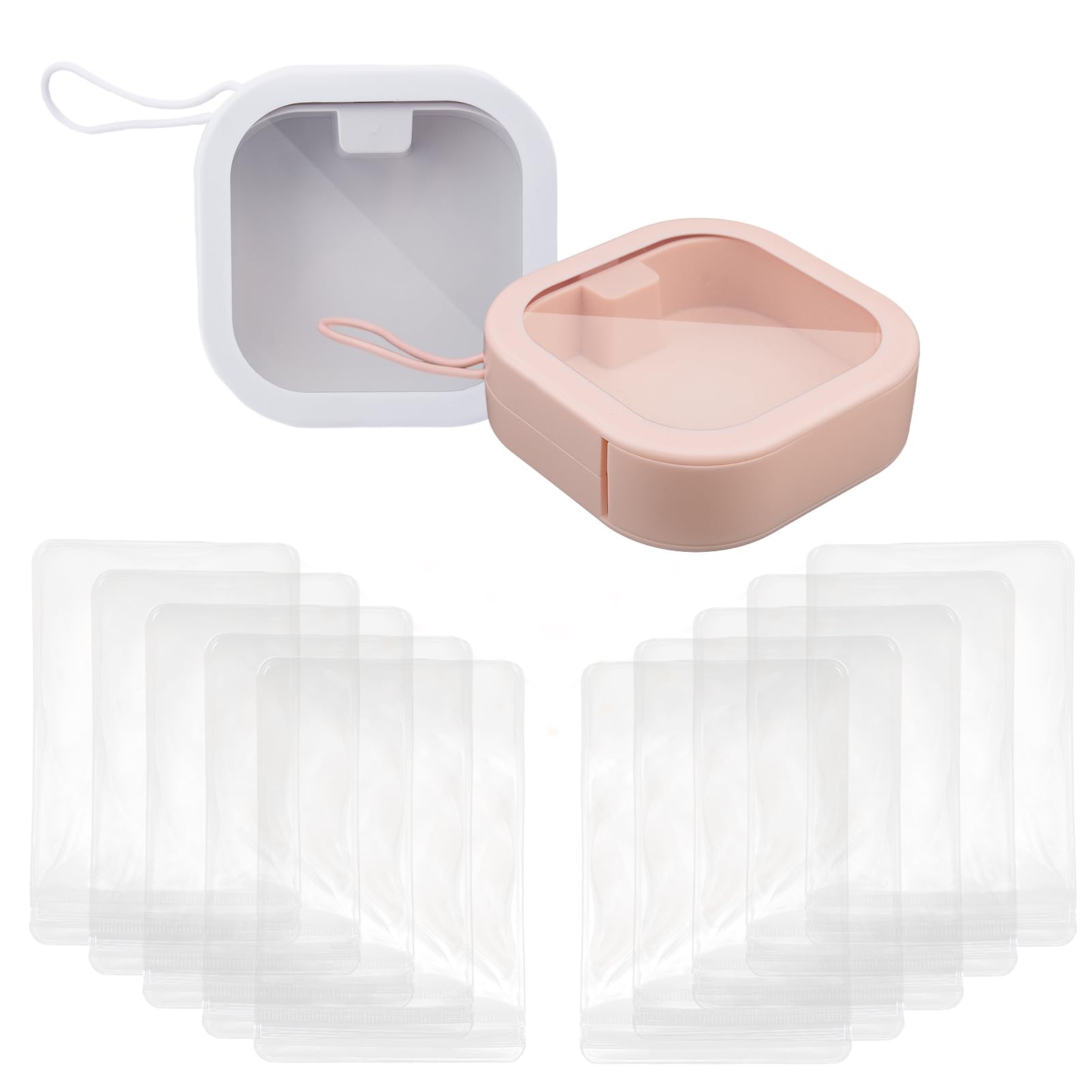 Xiaokeis 2 Pcs Hair Accessories Organizer, Potable Hair Tie Organizer Boxes, Hair Tie Organizer Best for Hair Ties Storage or Small Items Organizer on Desktop, Hair Clip Organizer (White+Pink)