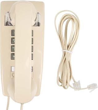 Retro Wall Phone, Sentno Vintage Wall Mounted Phones for Landline with Loud Mechanical Ringing, Wall Telephone with Ringtone and Handset Volume Control for Home, Office, Hotel and School Beige