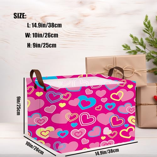 Image of Cute Large Valentine's Day Gift Basket Empty Heart Decor Storage Bin for Kid Baby Room Decor (Red, Yellow, Blue)