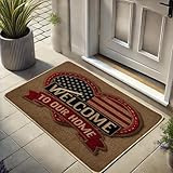 Paillasson de bienvenue avec drapeau américain patriotique pour extérieur et intérieur, décoration de vacances, antidérapant, absorbant la poussière, facile à nettoyer, 73,7 x 43,2 cm