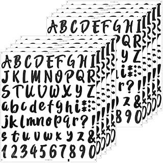 YHZMY 10 Sheets Letter Stickers, Letter Stickers Black, Black Alphabet Number Stickers, Self-Adhesive Vinyl Letters Numbers Kit for Mailbox, Signs, Window, Door, Cars, Business, Address Number (Black)