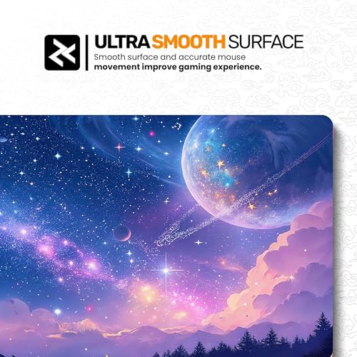 Image of Pastel Space Premium Desk Mat | Anti-Skid | Anti-Slip | 80 x 30 cm | Laptop Mat for Work from Home /Office /Gaming- Extended Mouse pad and Keyboard Desk mat