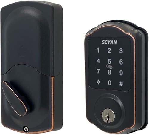 SCYAN D1 - Cerradura de seguridad inteligente, cerrojo de seguridad con teclado de pantalla táctil, cerradura de puerta de entrada sin llave,