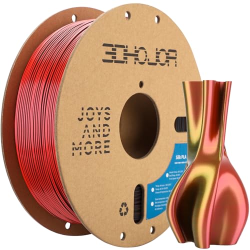 Image of 3DHoJor Silk PLA Filament 1.75mm Black Red Gold Triple Color PLA 3D Printer Filament 3 in 1 Coextrusion 1KG Spool(2.2lbs) 3D Printing Filament Dimensional Accuracy + /- 0.03mm