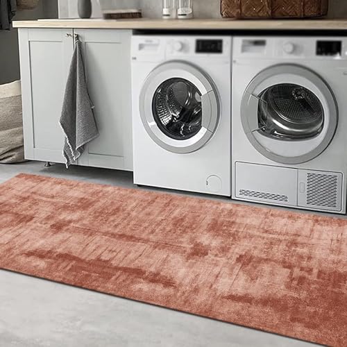 Tapis de Couloir 80X400CM Abstrait Marron Lavable - 5