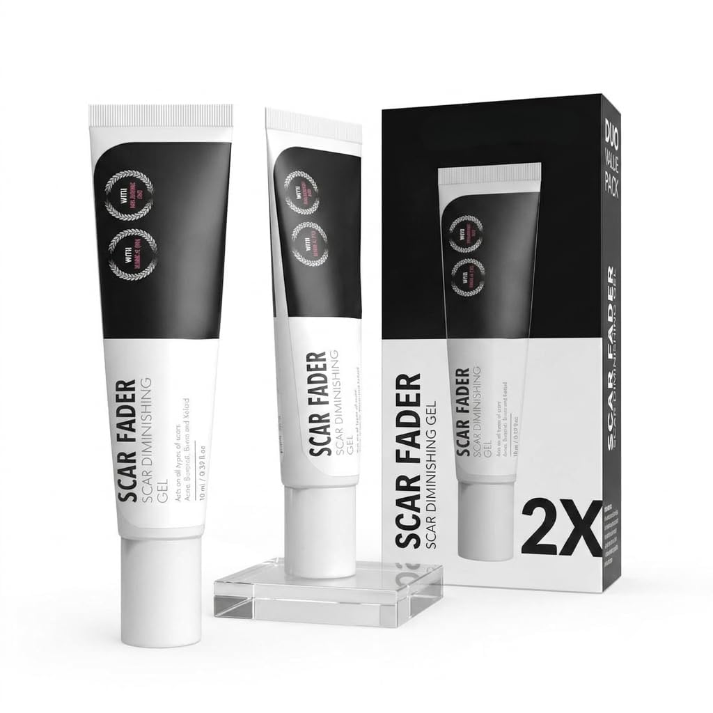 thrive scar fader silicone scar repair gel 10ml | scar diminishing gel for surgical, acne, burn, stretch mark & injury scars | lightweight, fast absorbing skin care for face & body
