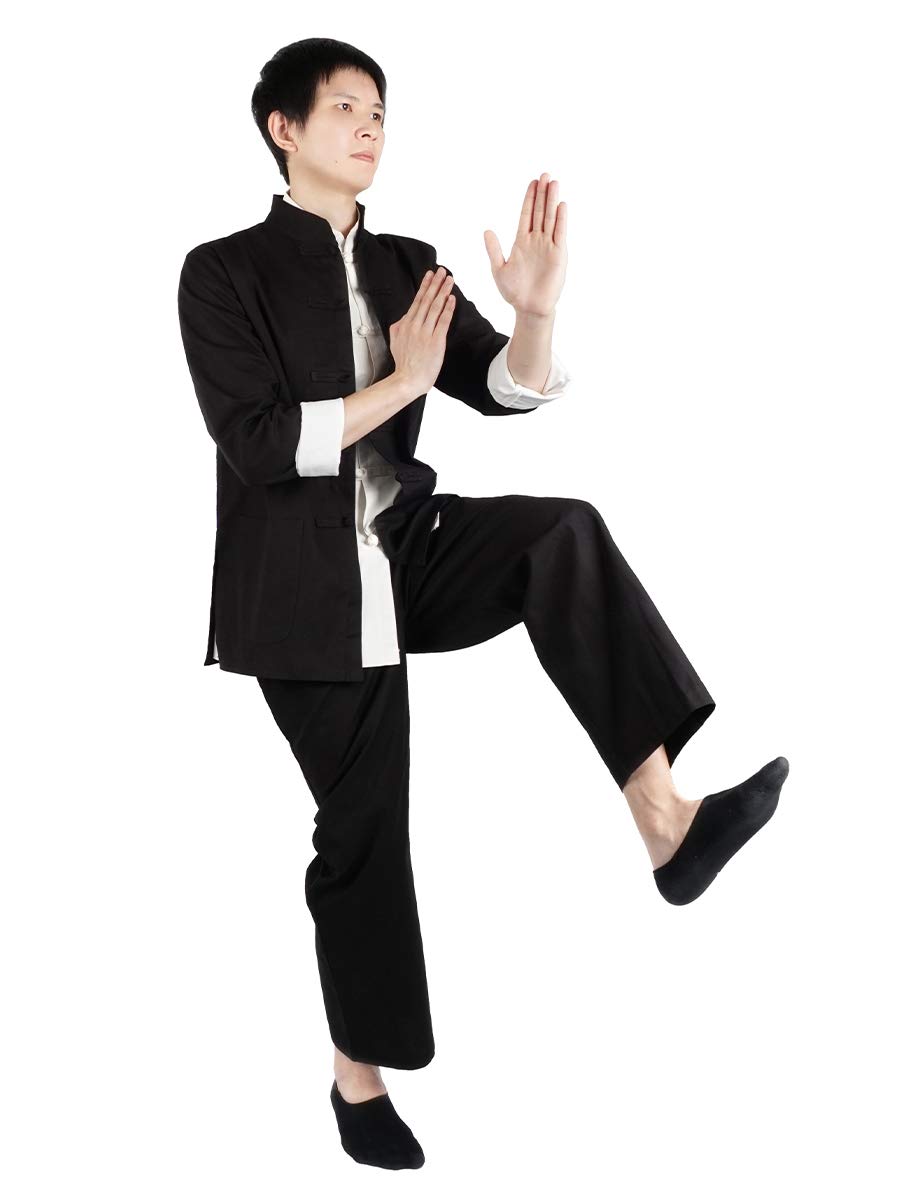 CoolChange Chinesischer Kung Fu/Tai Chi Kampfanzug | Schwarz | Baumwolle | Größe: L