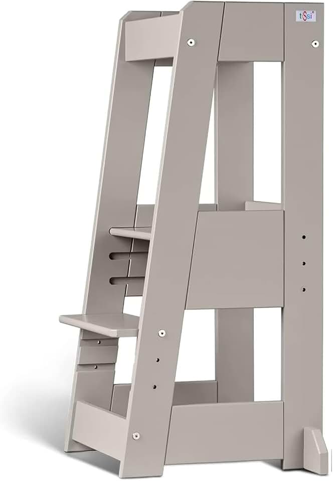 TiSsi Lernturm, Entdeckerturm Montessori mitwachsend Buche- 100539, Storm Grey