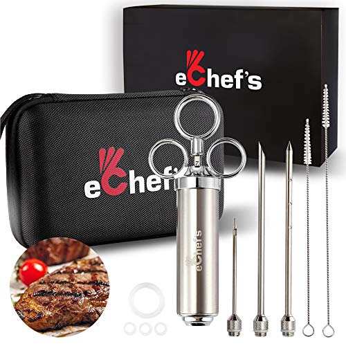 eChef׳s Meat Injector Kit with Case- 304 Stainless Steel Syringe FDA Approved- 3