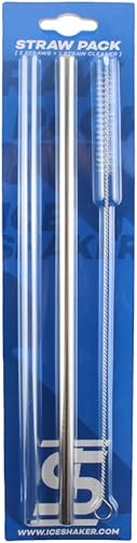 Ice Shaker Cepillo limpiador de pajitas y pajitas reutilizables, con 1 Tritan y 1 popote de acero y limpiador, para botellas de agua de metal Ice