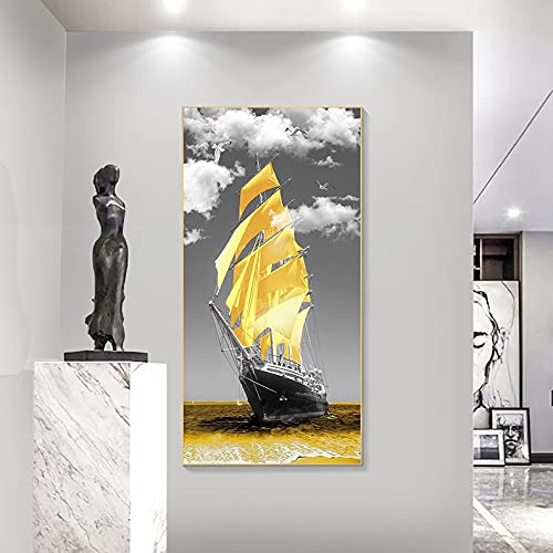 Kit Diamant Peinture Grand Format Voilier Doré 80x220cm pour loisirs créatifs