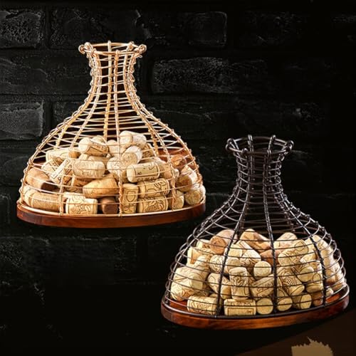 Cesta de corchos dorada en hierro y roble para una exhibición sofisticada 5