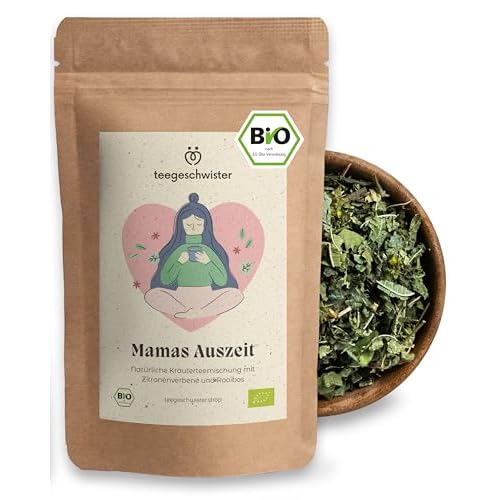 teegeschwister® | Mamas Auszeit Bio-Tee | Mit Frauenmantelkraut, Rooibos & Holunderblüten | Geschenk-Idee für Mama | Geburtstag & Weihnachten | Muttertagsgeschenk | 70g