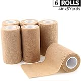 ★ CÓMODO DE USAR ★ - Vendas cohesivas hechas de material no tejido, ligero impermeable,suave y adecuado,permite que el área lesionada respire, que facilita la curación y la recuperación,Menos irritación en sus pieles, sin látex.