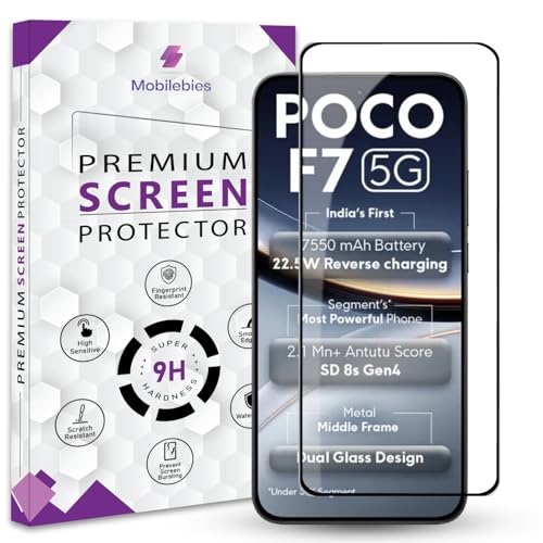 Image of Premium Tempered Glass Screen Protector Guard For Poco F7 (6.83 Inch, Pack of 1) | HD Clear Edge to Edge Coverage With Easy to installation kit