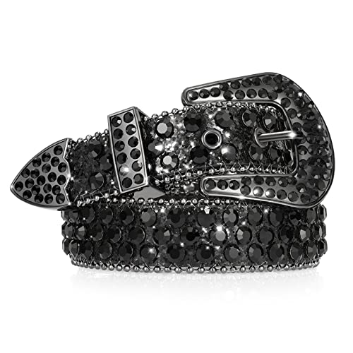 SUOSDEY Kids Rhinestone Western Belt for Girls Boys, Cowboy Cowgirl Diamond Studded Bling Leather Belt